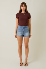 Double Lined Short Sleeve Baby Tee Brown