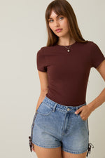 Double Lined Short Sleeve Baby Tee Brown