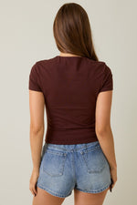 Double Lined Short Sleeve Baby Tee Brown