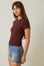 Double Lined Short Sleeve Baby Tee Brown