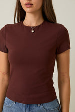 Double Lined Short Sleeve Baby Tee Brown