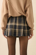Plaid Flannel Pleated Mini Skort