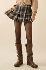 Plaid Flannel Pleated Mini Skort