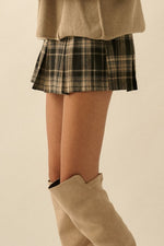 Plaid Flannel Pleated Mini Skort