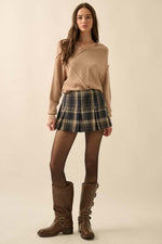 Plaid Flannel Pleated Mini Skort