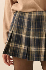 Plaid Flannel Pleated Mini Skort