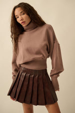 Faux Leather Pleated Mini Skirt