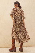 Floral Chiffon Button-front High-low Midi Dress