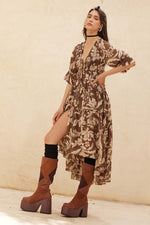 Floral Chiffon Button-front High-low Midi Dress