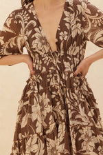 Floral Chiffon Button-front High-low Midi Dress