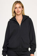Fleece Zip Up Hoodie Black