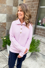 Renee Lilac Button Up Collared Sweater