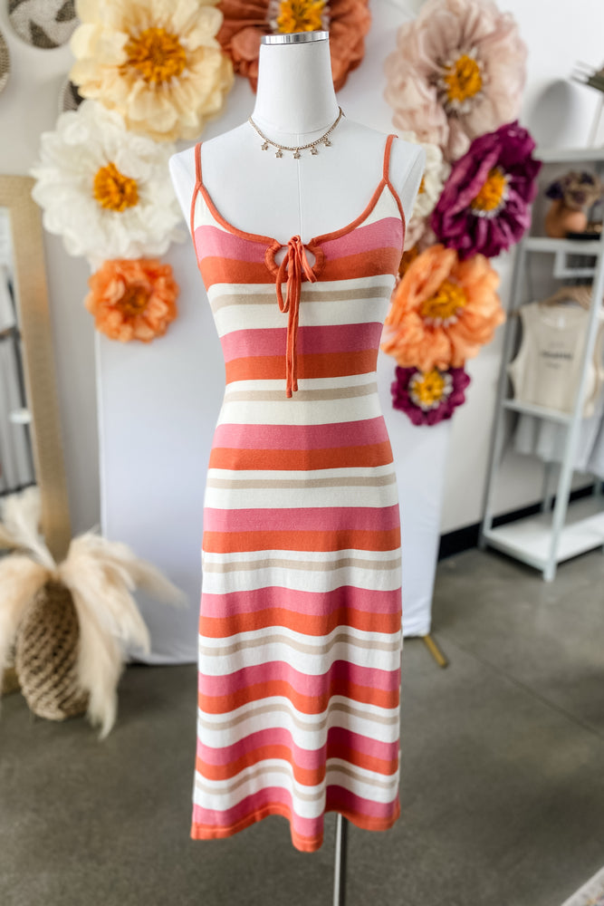 Orange and Pink Striped Knit Dress Orange and Pink Striped Knit Dress