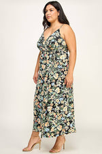 Plus Size Floral Wrap Maxi Dress