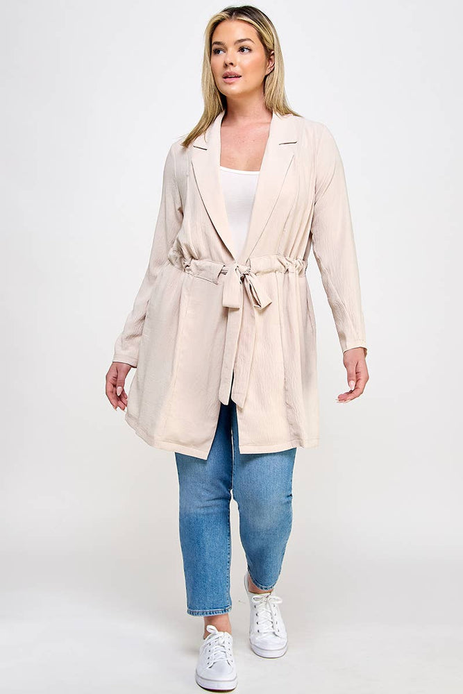 Plus Size Trench Jacket W/Tie