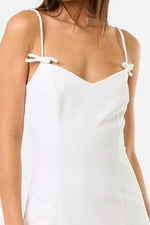 Bow Strap Mini Dress Off White