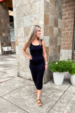 Blaine Black Knit Ribbed Bodycon Dress - Lilac&Lemon