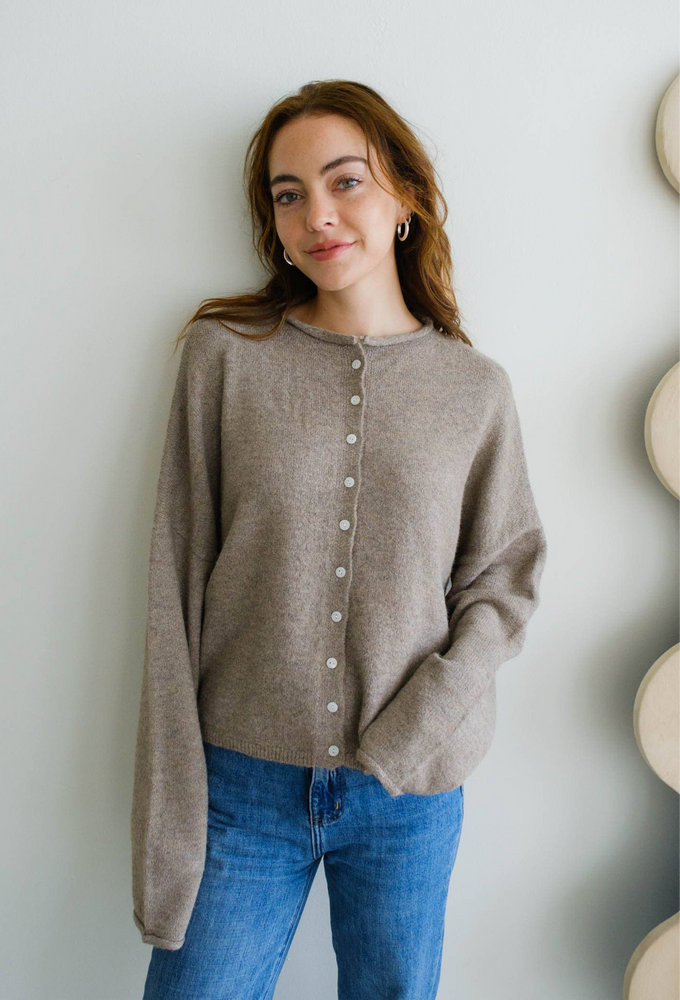 Button Front Cardigan Mocha