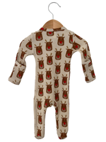 Organic Waffle Basic Zip Footie Reindeer