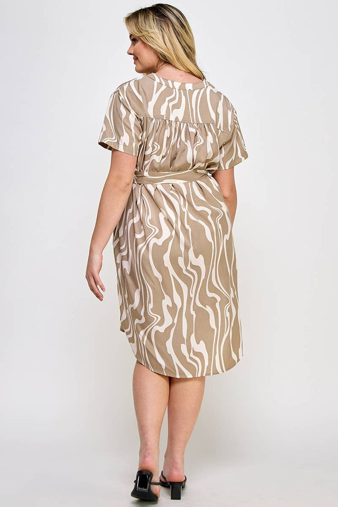 Plus Size Marble Print Shirt Midi Dress Plus Size Marble Print Shirt Midi Dress