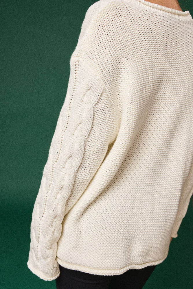 Cable Knit V-Neck Sweater