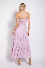 Chiffon Tiered Tube Maxi Dress Lilac