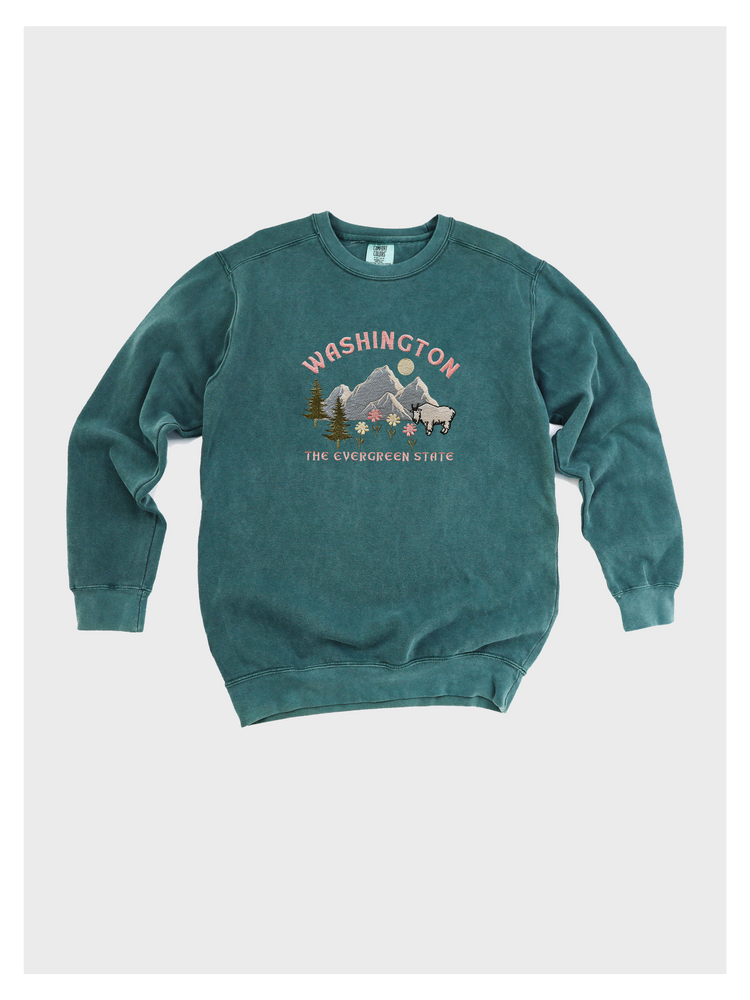 Washington State Mount Rainier Embroidered Sweatshirt