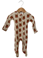 Organic Waffle Basic Zip Footie Reindeer