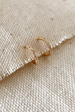 18k Gold Filled Thin Line Cubic Zirconia C Hoop Earrings