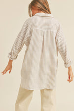 Striped Button Down Shirt Beige