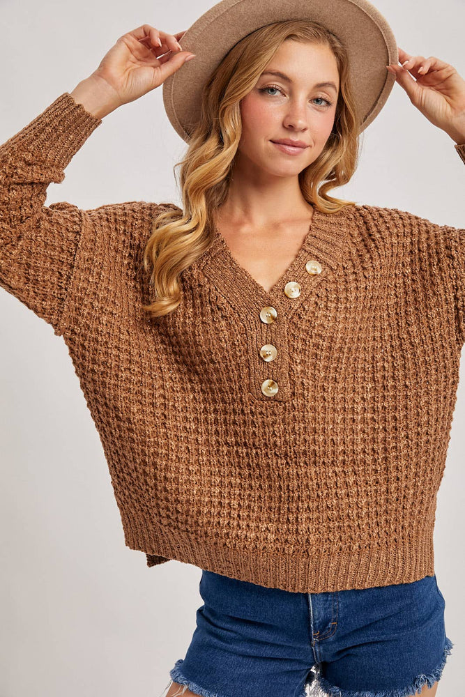 Thermal Henely Sweater Top
