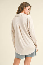 Button Down Crinkle Blouse Cream