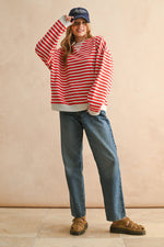 Striped Knit Long Sleeve Pullover