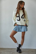 Knit Sweater Cotton Crew Neck Long Sleeve Pullover