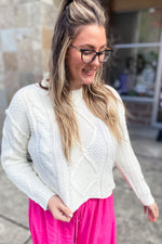 Paris Cable Knit Sweater White