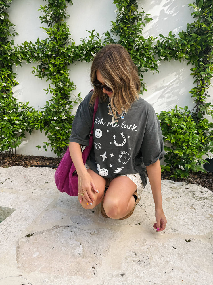 Wish Me Luck Graphic Tee Charcoal