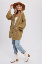 Chunky Cable Knit Cardigan Olive