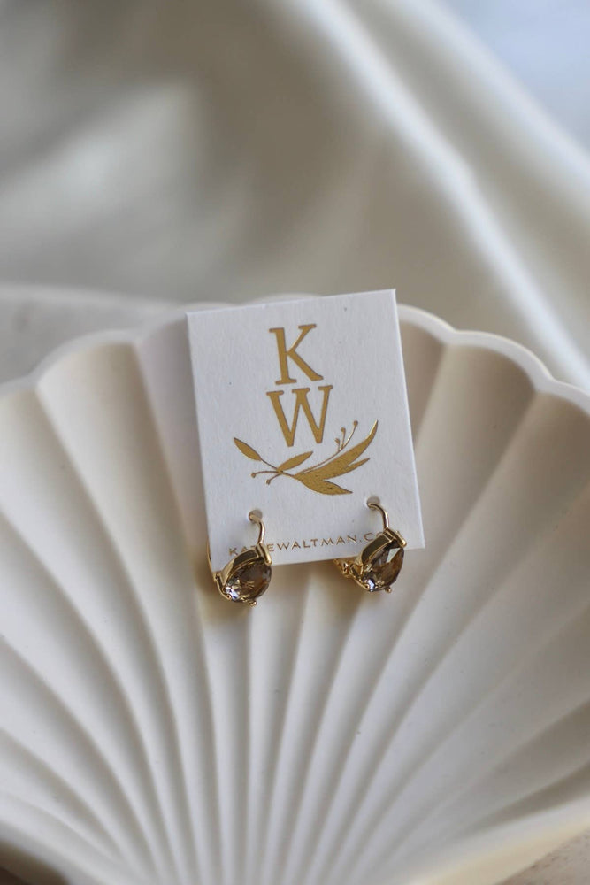 Crystal Teardrop Huggies - Smoky