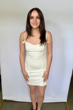 Bow Strap Mini Dress Off White