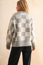Checkered Pattern Knit Sweater