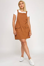 Plus Size Corduroy Pinafore Overall Dress