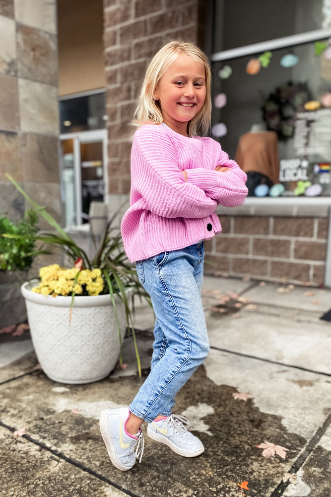 Girls Ribbed Button Down Cardigan