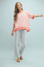 Drop Shoulder Striped Knit Top