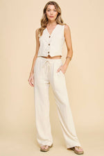 Elastic Waist Linen Blend Pant Oatmeal