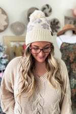 Lavender Daisy Patterned Faux Fur C.C Beanie