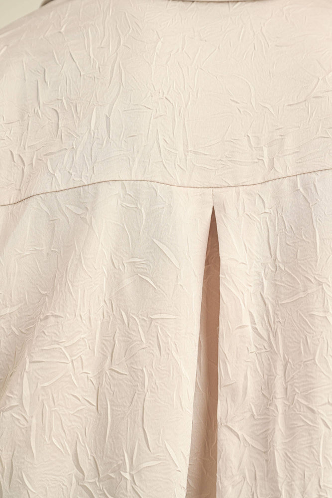 Button Down Crinkle Blouse Cream