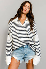 Relaxed Striped Top Black and White