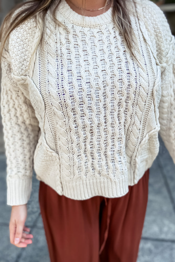 Rory Cable Knit Sweater Cream - Lilac&Lemon