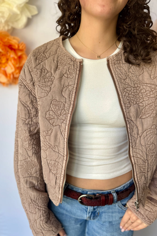 Floral Quilted Bomber Jacket