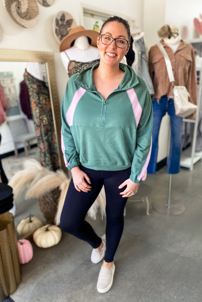 Emma Colorblock Half Zip Sweatshirt